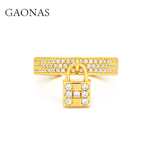 GAONAS  时尚锁扣设计金色开口戒指11730JGO 商品图1