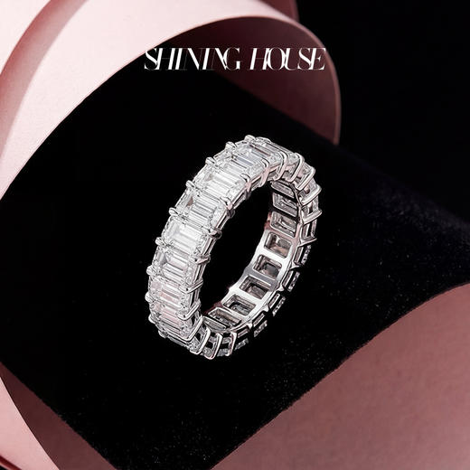 【预售】ShiningHouse[培育] 18k金钻石戒指 长方形克拉钻人工真钻人造钻石K金戒指豪华排钻戒指悦己送礼臻选【此商品不支持7天无理由退货退款】预计3日发货 商品图3