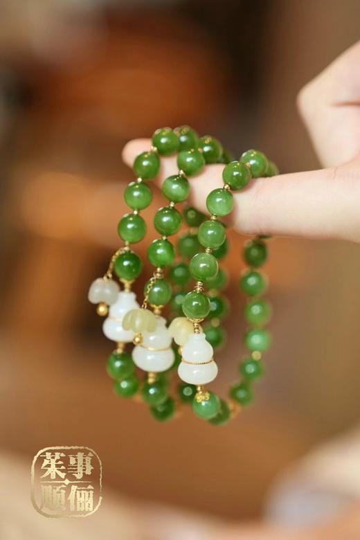 【茱事顺俪】18k金和田碧玉新中式手串 商品图2
