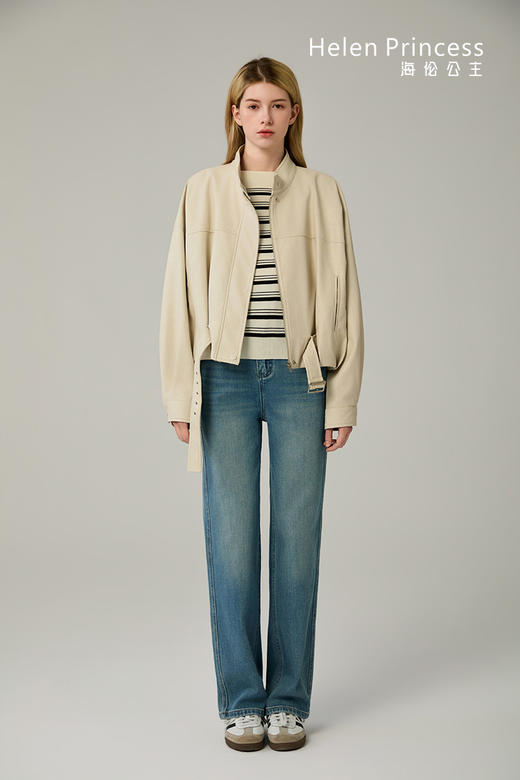 立领下摆收腰PU皮衣 商品图5