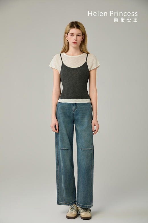 吊带假两件绑带收腰上衣 商品图6