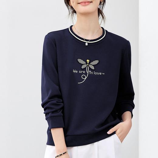 百媚生 棉质正肩圆领卫衣套头上衣S82610094 商品图3