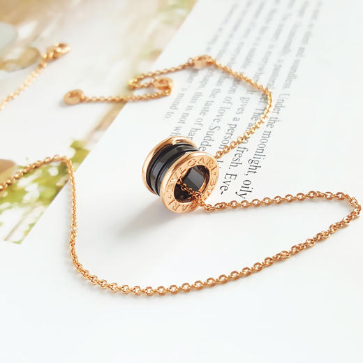 【95新】BVLGARI宝格丽B.zero1系列346083玫瑰金黑陶瓷弹簧项链 链长约45cm中性款290126AK07 商品图4