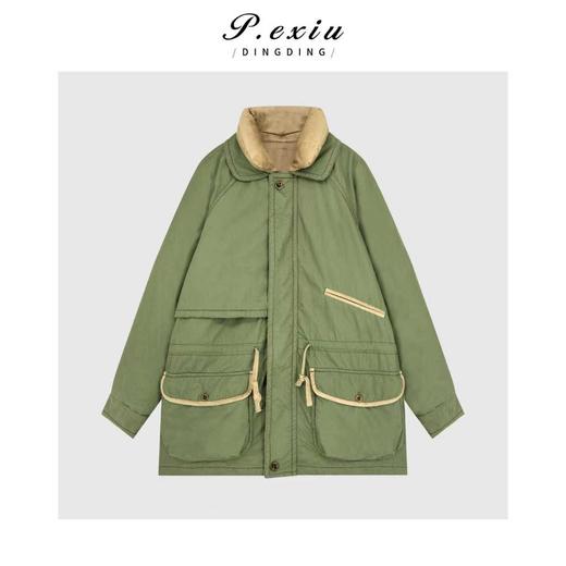 A008潘依绣丁丁宠粉复古慵懒撞色立领抽绳收腰棉服外套Q2451 商品图0