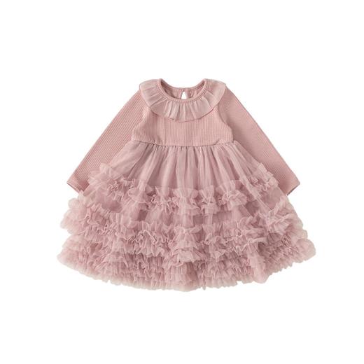 宥宝童装女童连衣裙春季新品儿童长袖蛋糕裙公主裙网纱小童裙子 商品图4