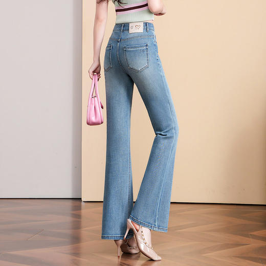 「自」全新升级【铂金会员174/天猫229/差价55】(02609)洛诗琳洋气高腰牛仔微喇裤2026春季新款气质时尚百搭显瘦直筒喇叭裤 商品图3