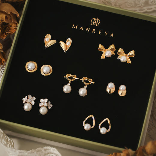 （春节不打烊）Manreya 新年不打烊一周珍珠耳钉耳夹礼盒 商品图10