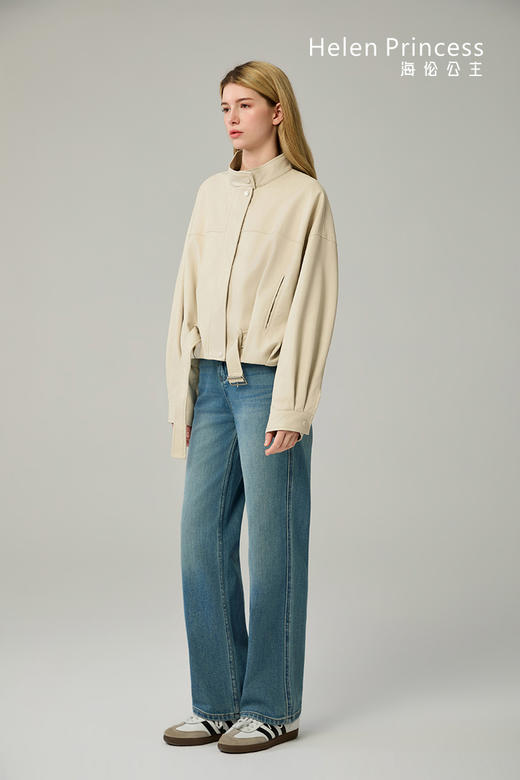 立领下摆收腰PU皮衣 商品图8