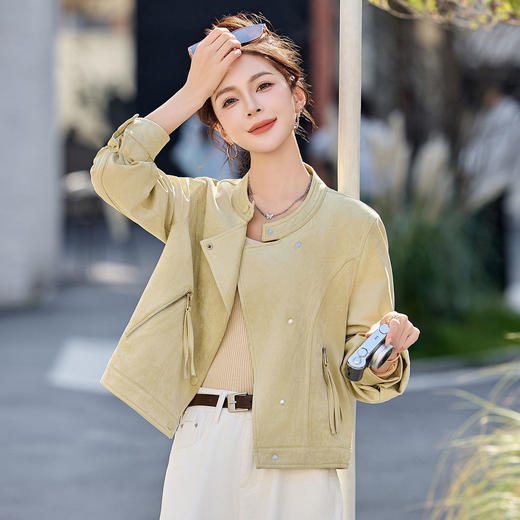 「自」全新升级【铂金会员266/天猫359/差价93】(03325)洛诗琳仿麓皮绒外套2026春季新款时尚休闲显瘦小个子短外套女 商品图1