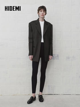 HIDEMI 设计感美丽奴羊毛翻驳领短款西装外套