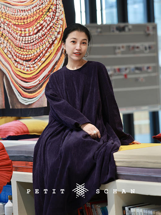 Petit Schan小闪 CLO#1037 Harp 竖琴 长绒棉细纱弹力手工染泡泡灯芯绒连衣裙袍子 商品图2