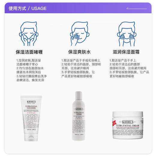 Kiehl＇s/科颜氏高保湿三件套装礼盒爽肤水洁面保湿礼盒 商品图3