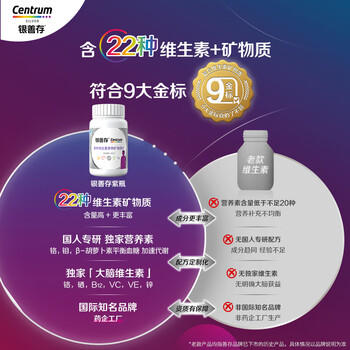 善存中老年男女复合维生素 B族维B1D3CE钙镁锌硒生物素叶酸 160粒*2瓶 商品图5