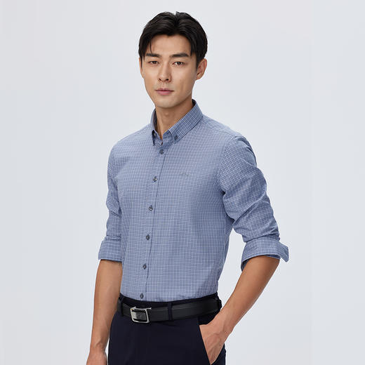 德鲨休闲长袖衬衫男青年时尚棉质打底上衣男装衬衣2026春 商品图4