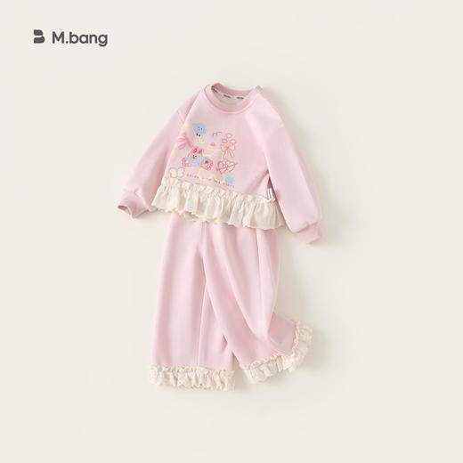 宥宝童装女童套装春季新品粉色花边拼接卫衣宽松休闲裤儿童两件套 商品图2