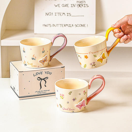 摩登主妇浮雕马克杯高颜值陶瓷杯家用漂亮喝水杯咖啡杯子早餐杯 商品图4