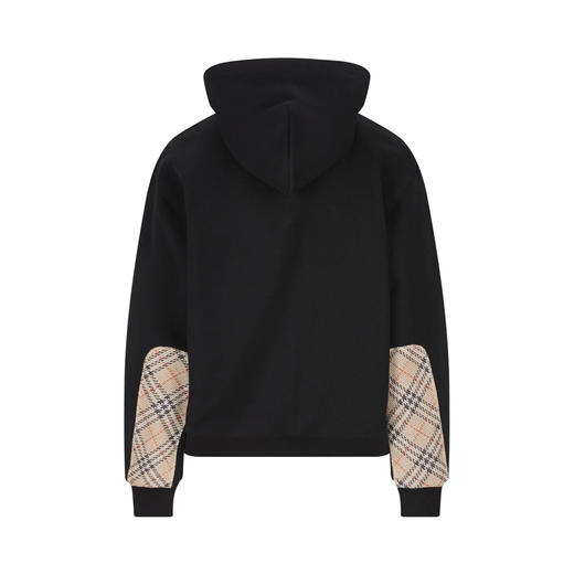 BURBERRY 巴宝莉 男士格纹拉链抽绳连帽卫衣 黑色 8119052 A1189 商品图1