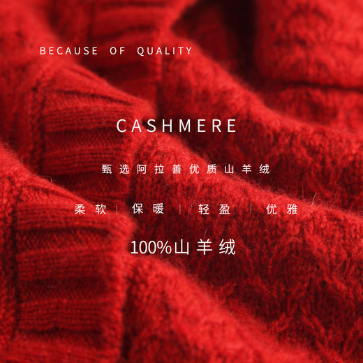 【咕咕同款】PALUOPO/PL 100%山羊绒圆领女开衫E21852-B/约重345g 红色帕罗 商品图6