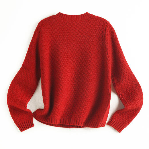 【咕咕同款】PALUOPO/PL 100%山羊绒圆领女开衫E21852-B/约重345g 红色帕罗 商品图8