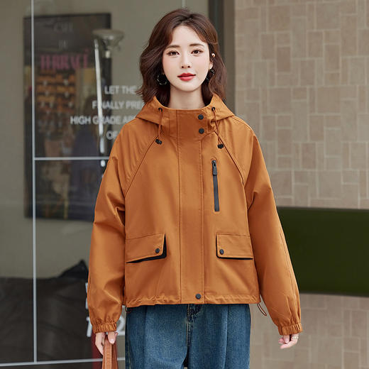 百媚生 小个子风衣外套女短款工装夹克上衣BKYLFS8951 商品图1