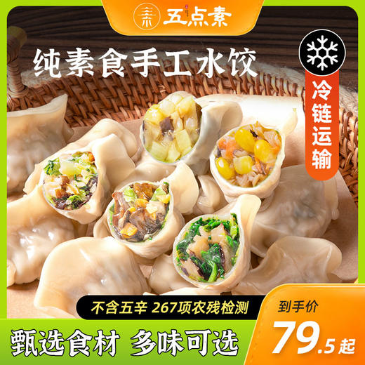 纯素食手工水饺 饺子 不含五辛 267项农残无检出 多味可选（山珍松茸水饺，玉米马蹄水饺，山野荠菜水饺，翡翠时蔬水饺，冬笋三鲜水饺） 商品图0