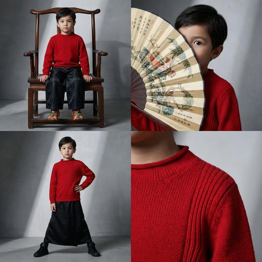 PALUOPO/PL 100%山羊绒 半高领童衫ET2F8392R/约重238g帕罗 商品图5