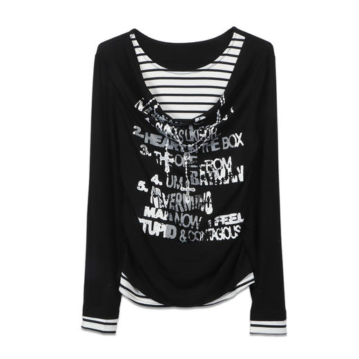 辣妹亚文化假两件T恤-纪念日百货门店同款169646659 商品图3