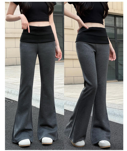 【YW】无忧购26春季新款美式低腰拼接微喇瑜伽裤撞色显瘦休闲裤H-2091（截单后5-7天发货) 商品图8