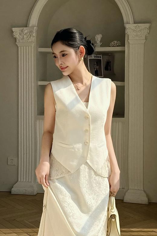 Le Malene 性感后背透明蕾丝拼接西装马甲 22399 商品图0