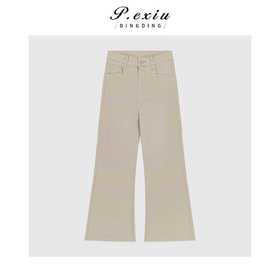 A008潘依绣丁丁宠粉气质显瘦百搭磨绒厚款微喇牛仔休闲裤Q488851