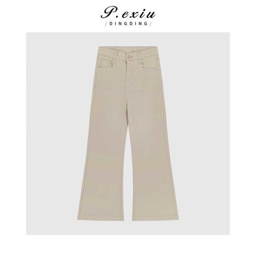 A008潘依绣丁丁宠粉气质显瘦百搭磨绒厚款微喇牛仔休闲裤Q488851 商品图0