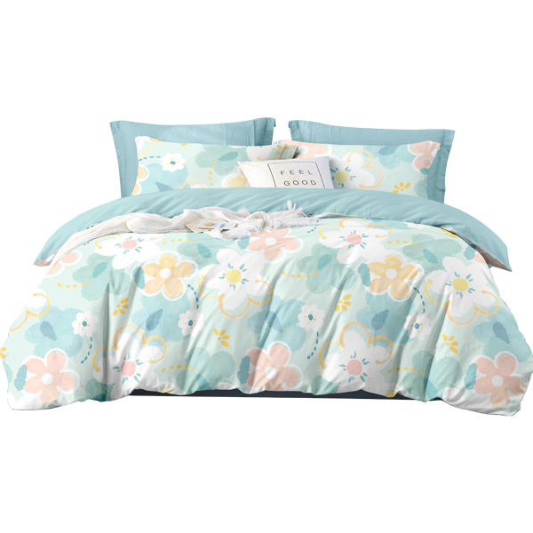 VP922030401006 博洋家纺 100%棉花卉全棉套件学生宿舍床单被套床上用品床上套件 【1.5m床单款/被套尺寸200*230cm/四件套】