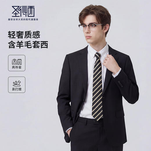 【含羊毛】圣得西商务正装西服套装新款新郎结婚帅气西装2412928001A 商品图2