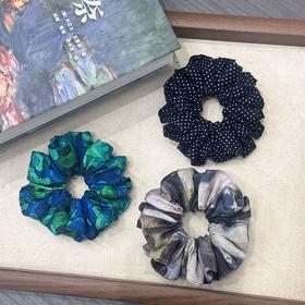 雀说韩系高级感复古法式扎染布艺大肠圈百搭丸子头绳高弹力两组装ALW