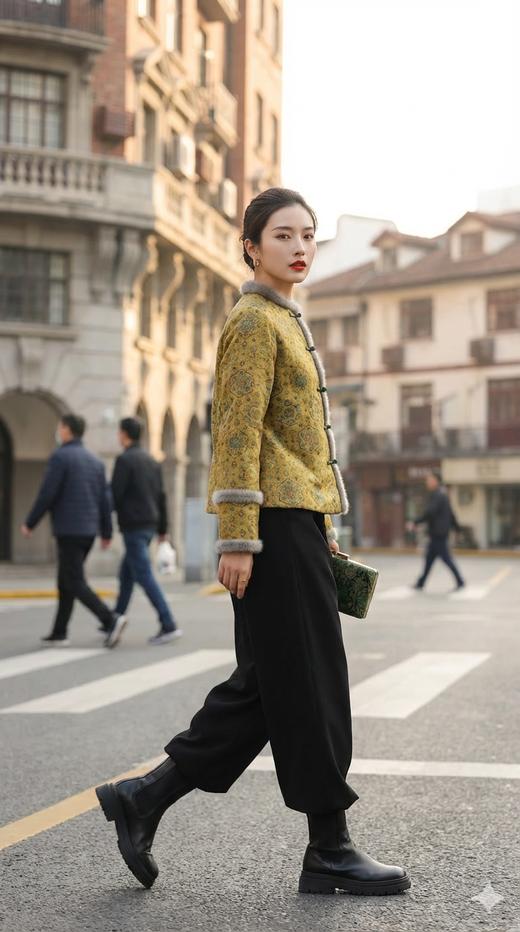 HN 水貂毛夹棉新中式圆领外套 商品图6