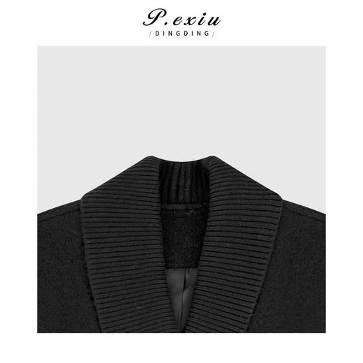 A002潘依绣丁丁宠粉简约纯色双排扣设计拼接V领羊毛大衣Q36654 商品图2