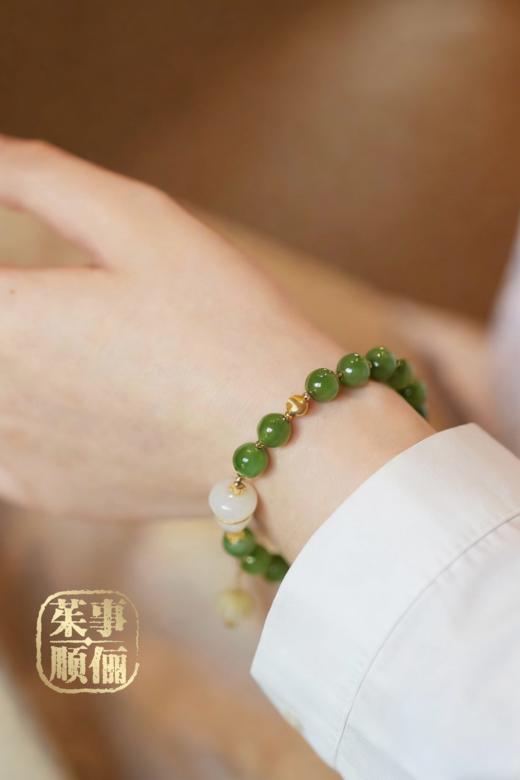 【茱事顺俪】18k金和田碧玉新中式手串 商品图5