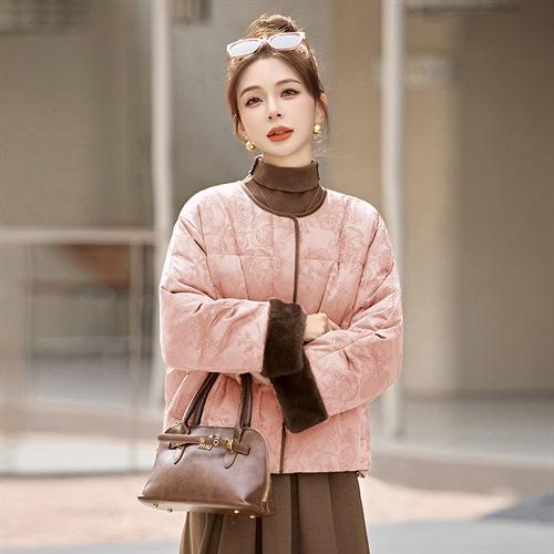 丁摩 设计感立领拼接羽绒服女年冬季新款90白鸭绒短款5ZF-69166 商品图2