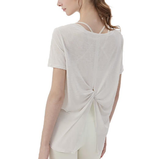 YOGACODE【火树银花系列】春夏瑜伽短袖女两穿一字领健身服上衣DWI116164 商品图4