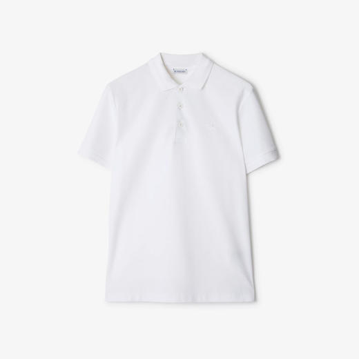 【二】BURBERRY 巴宝莉 男士马术骑士徽标刺绣棉质短袖 Polo 衫 白色 8099166 A1464 商品图0