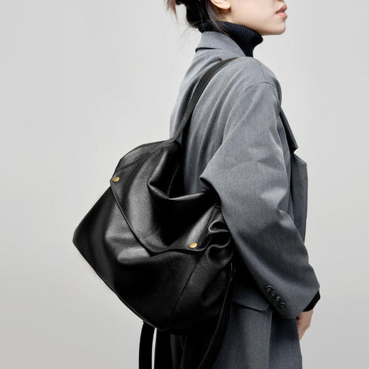 雀说 单肩真皮大包欧美风软皮托特包简约休闲女包2957 商品图2