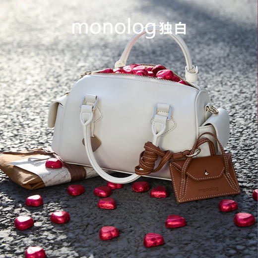 独白X卡拉羊 挂耳波士顿包优雅精致单肩斜挎手拎女包密语系列 D4201 商品图7