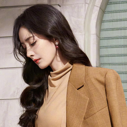 丁摩 朱砂耳环女旺财耳钉高级感新中式红色耳饰秋冬配饰5ZF-G108 商品图1