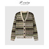 A008潘依绣丁丁宠粉【缤纷冬日】羊毛进口花纱渐变条纹针织开衫 Q18266 商品缩略图0