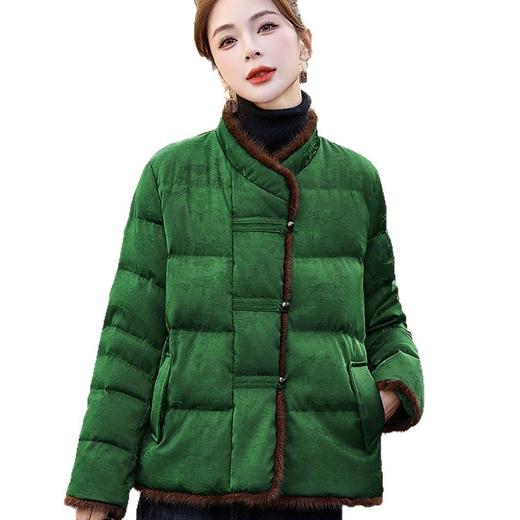 百媚生 立领毛边盘扣棉衣女冬季新中式棉服YZL 商品图4