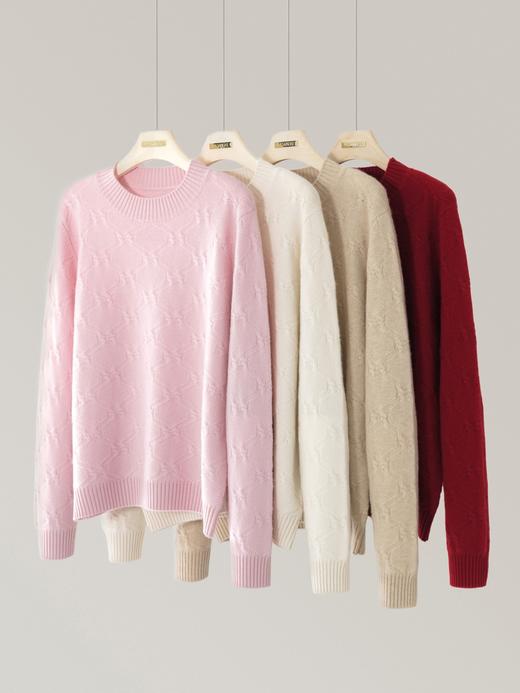 【来点不一样的】中国红！2026双股加厚纯羊绒衫女毛衣全身花纱保暖设计新年新款长袖毛衣！ 商品图4