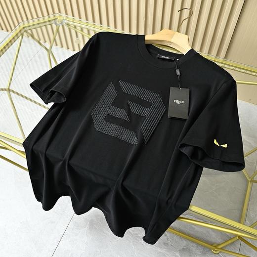 分迪新款小怪兽恶魔眼睛意式轻奢2026春夏季重工刺绣F系棉质男士圆领短袖T恤 商品图1