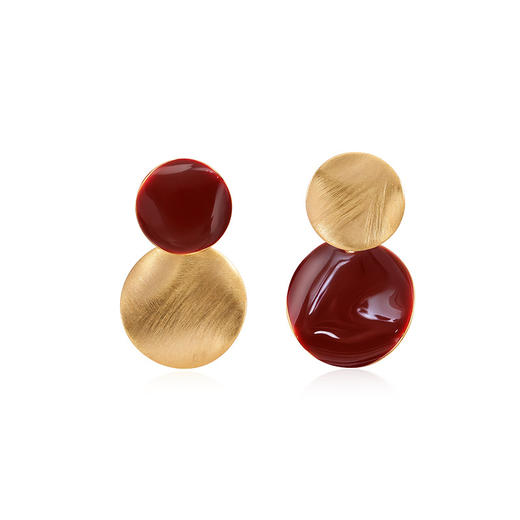 雀说 红色几何耳环轻奢小众高级感冷淡风不规则复古耳饰tfy8540e 商品图3