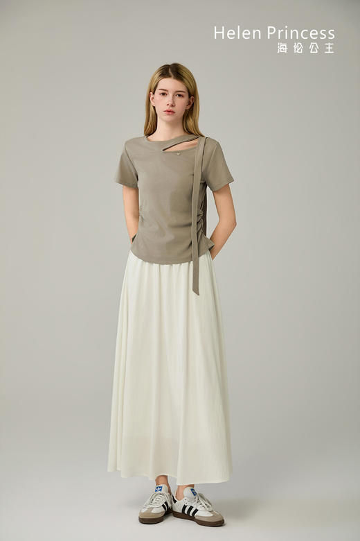 飘带褶皱收腰短袖T恤 商品图6