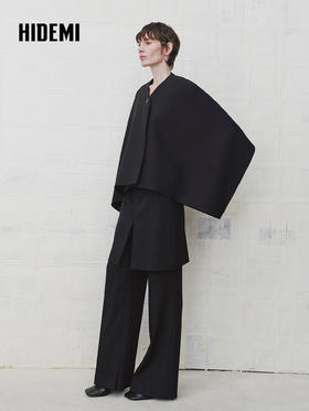 HIDEMI 设计感纯色两穿披肩披风斗篷外套